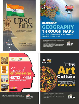 Disha's Smart Prep Edge Combo (set of 4 Books) - UPSC Files with Geography through Maps, Indian Art & Culture & General Knowledge Encyclopaedia for Civil Services IAS Prelim & Main Exams(Paperback, Shubham Gupta, Disha Experts)