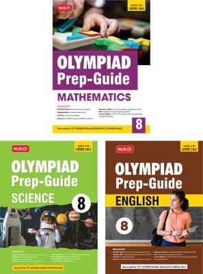 MTG Olympiad Prep-Guide Class-8 Mathematics, Science & English (Set of 3 Books) - Detailed Theory, Self Test with IMO-NSO-IEO Chapterwise Previous Year Question Paper For SOF 2024-25 Exam(Paperback, MTG Editorial Board)