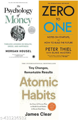 psychology money+Zero to one +Atomic habit(Paperback, Peter Thiel, James Clear Penguin Audio, Morgan Housel)