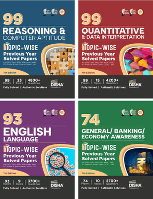 95 Reasoning/ Quantitative Aptitude/ English/ General Awareness Topic-Wise Solved Papers for Ibps/ Sbi/ Rrb/ Rbi Bank Clerk/ Po Prelim & Main Exams (2010 - 23) Combo(English, Paperback, unknown)