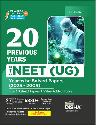 Disha 20 Previous Years NTA NEET (UG) Year-wise Solved Papers (2025 - 2006) with 7 Reheld Papers & Value Added Notes 7th Edition | NEET PYQs Question Bank 2026(Paperback, Disha Experts)