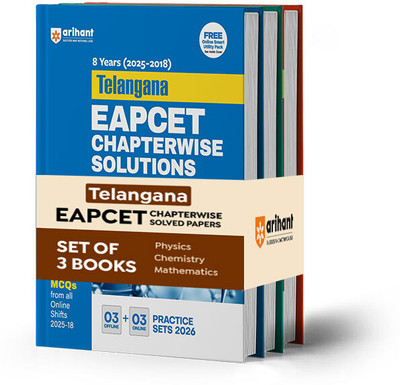 Arihant Telangana EAPCET Chapterwise Solutions 2025 (Set of 3 Books) | 8 Years Chapterwise Solved Papers (2018–2025) with 6 Practice Sets for 2026 | Physics, Chemistry, Mathematics | Telangana EAPCET Engineering Entrance Exam Preparation Books | English Medium(Paperback, Pooja Yadav ,Dharmendra Sing Arihant Telangana EAPCET Chapterwise Solutions 2025 (Set of 3 Books) | 8 Years Chapterwise Solved Papers (2018–2025) with 6 Practice Sets for 2026 | Physics, Chemistry, Mathematics | Telangana EAPCET Engineering Entrance Exam Preparation Books | English Medium(Paperback, Pooja Yadav ,Dharmendra Sing