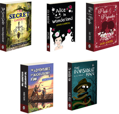 Children’s Classics : Pride and Prejudice, Alice in Wonderland, The Adventures of Huckleberry Finn, The Invisible Man and The Secret Garden - Timeless Tales of Love, English Novel | Pack of 5 Novels(Paperback, Jane Austen, Lewis Carroll, Mark Twain, H. G. Wells, Frances Hodgson Burnett)