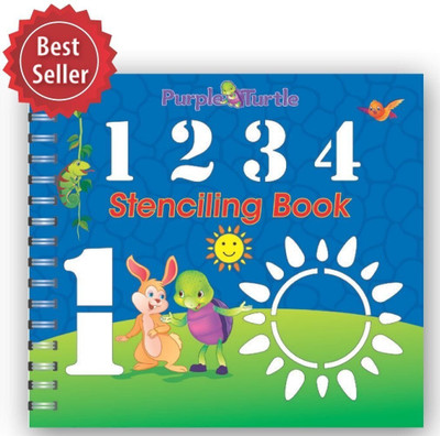 Purple Turtle 1234 Stencil Book  - Purple Turtle 1234 Stencil Book – Creative Learning with Numbers and Stencils(English, Hardcover, Rajoria Swati)