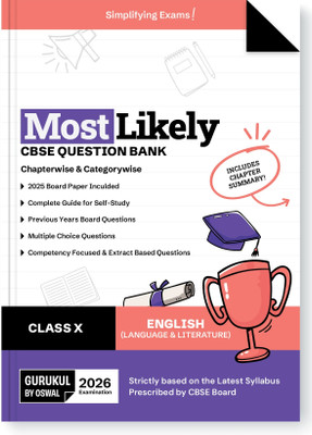 Gurukul By Oswal English (Language & Literature) Most Likely CBSE Question Bank Class 10 Exam 2026 - Board Solved Paper 2025, Chapterwise & Categorywise, Chapter Summary, Competency, MCQs, PYQs(Paperback, Oswal Publishers)