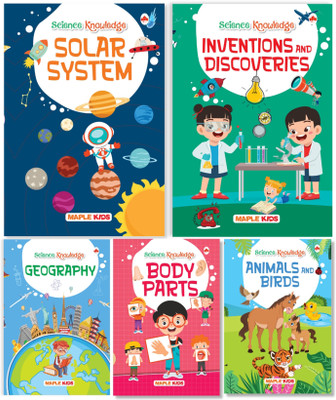 Science Books for Kids - Knowledge Books (Set of 5 Books) (Illustrated) - Geography - Solar System - Animals and Birds - Body Parts - Inventions and Discoveries - Nature - Planets - Age 7+(English, Paperback, Maple Press)