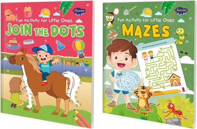 Dots and Mazes fun learning book for little one : Children learning book, Kids activity book, Fun learning book | Pack of 2 activity book for kids.(Paperback, sawan)