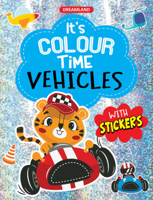 It�s Colour Time-Kids Colouring Book Series Featuring Dinosaurs, Jungle, Vehicles, and Ocean|Single-Sided Pages with Stickers for Creative Fun, Colour Copying, and Hours of Engaging Entertainment(English, Paperback, Dreamland Publications)