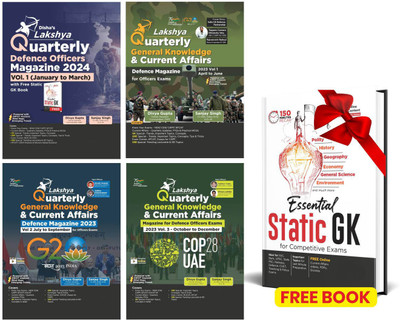 Lakshya Yearly Combo Quarterly Defence Magazines (April 2023 to March 2024) with Free Static Gk Book - General Knowledge & Current Affairs, Mathematics, English & Reasoning - Nda/ Na, Cds Ota, Afcat, Capf, SSB(English, Paperback, Gupta Divya)