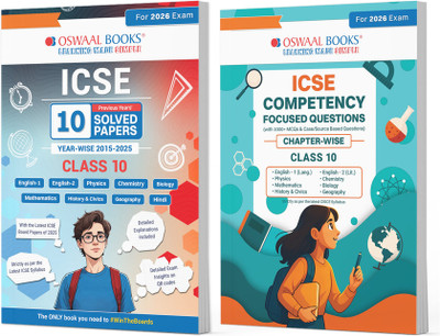 Oswaal ICSE 10 Previous Years' Solved papers and Competency Focused Questions Chapter-wise Class 10 (Maths, Physics, Chemistry, Biology) (Set of 2 Books) for 2026 Board Exams(Product Bundle, Oswaal Editorial Board)