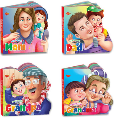 Thank You God for My Grandpa, My Grandma, My Mom and My Dad Die cut board books : Preschool learning cut-out book, Toddler learning book, Early board books for children | Combo of 4 learning books(Paperback, SAWAN)