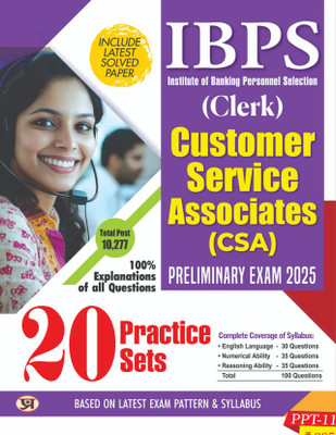 IBPS Clerk 2025 Customer Service Associates (CSA) Preliminary Examination 20 Practice Sets With Latest Solved Papers(Paperback, Team Prabhat)