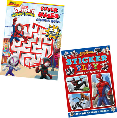 Marvel Spidey and His Friends Set of 2 Books of Maze Activities | Spider-Man Sticker Play For Kids | 3 to 6 Year Old(Paperback, Marvel)
