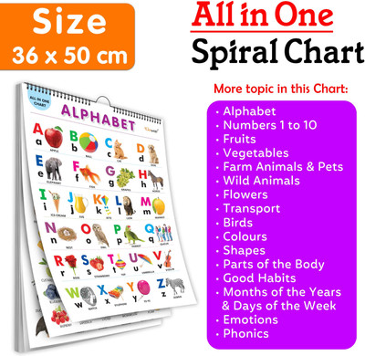 Sawan Chart Book Collections For Early Learning :ALL IN ONE SPIRAL CHART ENGLISH-HINDI(Purple)