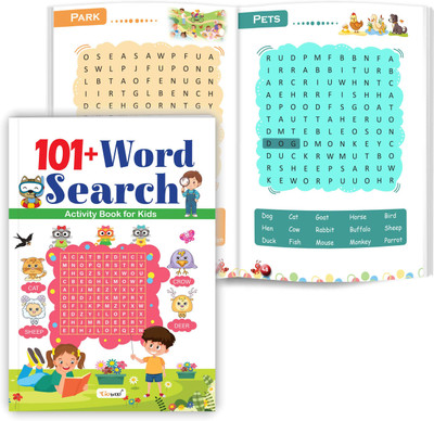 Educational Activity Book : 101+ Word Search Activity Book for Kids - children learning book, educational workbook for kids, Brain activity book for kids(Paperback, GOWOO)
