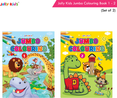 Jolly Kids Jumbo Colouring Books Set A For Kids|Set of 2| Drawing, Colouring with Reference Guide Books|Ages 3+ Years(Paperback, Jolly Kids)