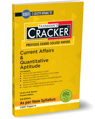 Taxmann's CRACKER for Current Affairs & Quantitative Aptitude (Paper 4) – Covering Past Exam Questions (Topic-wise) & Answers | MTPs of ICSI | Rapid Reviser | CSEET | New Syllabus | May 2024 Exam(Paperback, CA (Dr.) K.M. Bansal, Praveen Baldua)