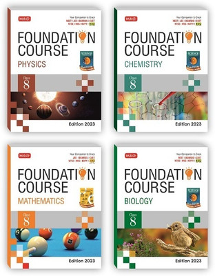 Foundation Course Class 8 For 2023 Exam - Physics, Chemistry, Biology, Mathematics (Set of 4 Books) - NTSE-NVS-KVPY-BOARDS-IIT JEE-NEET-NSO Olympiad Exam Books(Paperback, MTG Editorial Board) Foundation Course Class 8 For 2023 Exam - Physics, Chemistry, Biology, Mathematics (Set of 4 Books) - NTSE-NVS-KVPY-BOARDS-IIT JEE-NEET-NSO Olympiad Exam Books(Paperback, MTG Editorial Board)