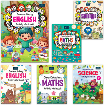 Activity Workbook Ages 9+ & 10+ (Set of 6 books)-Grammar Galaxy English, Clever Calculators Maths, Wonder Wizards Science(Paperback, BOOKFORD PUBLICATIONS PRIVATE LIMITED)