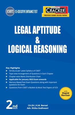 Taxmann's CRACKER for Legal Aptitude & Logical Reasoning (Paper 2) – Covering past exam questions (topic-wise) & answers with chapter-wise marks distribution | CSEET(Paperback, CA (Dr.) K.M. Bansal, Adv. Ritika Godhwani)
