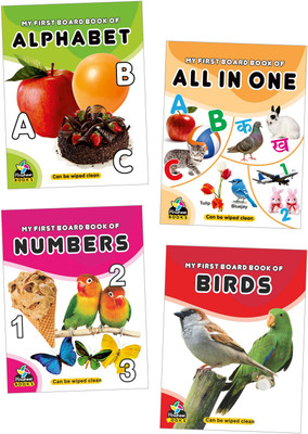 My First Board Books | Alphabet, All In One, Numbers, Birds | Set of 4 Books(Board Book, Pinwheel Books)