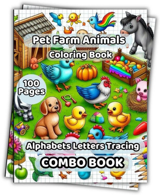Pet Farm Animals Coloring and Alphabets Letters Tracing Combo Book 100 Pages(Paperback, Renuka Press)