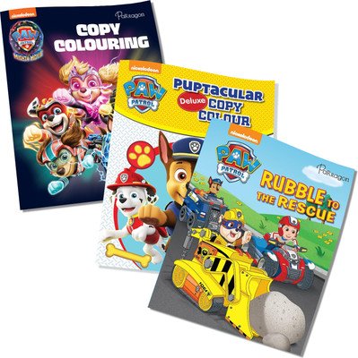 Paw Patrol Pack of 3 Books of Colouring and Story | Mighty Movie, Puptacular & Rubble to the Rescue | For 3 to 6 Year Old(Paperback, Parragon)