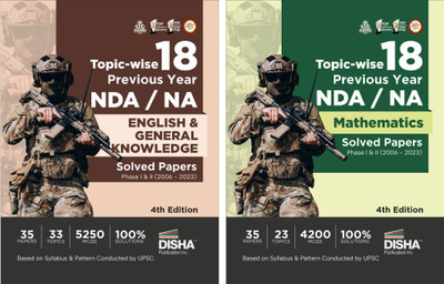 Topic-wise 18 Previous Year NDA/ NA Mathematics, English & General Knowledge Solved Papers (2006 - 2023) - set of 2 Books - 8th Edition | 35 Authentic Papers | 9450 MCQs(Paperback, Disha Experts)
