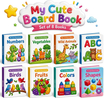 My First Library Set of 8 Board Books for Kids, Early Learning Book for Babies & Toddlers, Alphabets, Body Parts, Numbers, 1-3 Years  - Happy Learning Educational Book Pack | 8 Board Books on Early Concepts and Knowledge(Board Book, Gurukanth)