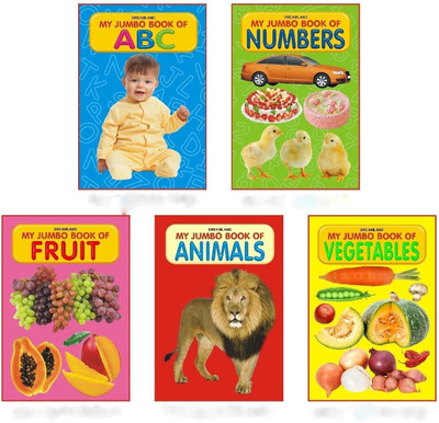 My Jumbo Book Series (5 Titles)  - | A3 Size Early Learning Pictionary for Kids | Includes Animals, Birds, Fruits, Vegetables & Vehicles with Pictures(English, Paperback, unknown)