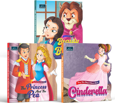 Fairy Tale Shape Story Book-Beauty and Beast+Cinderella+Princess and Pea|Set of3(Board Book, BOOKFORD)