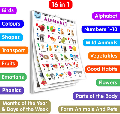 GO WOO My First ALL IN ONE SPIRAL CHART : With 16 Topics, birthday gifts for Kids(Multicolor)