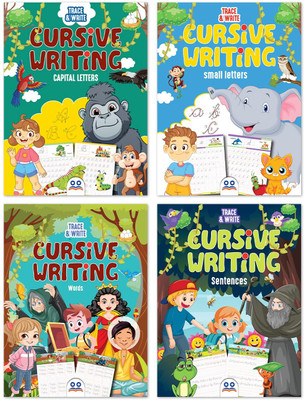 Cursive Writing Books - Handwriting Practice Book  - Trace and Write Activity Book [Box Set of 4 Books] | Best Selling Early Learning Workbook for Kids in India | Alphabet ABC (Capital & Small Letters), Words & Sentences | Pencil Control & Handwriting Improvement Worksheets | Ages: 3 - 8 Years | Two