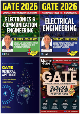 GATE Electrical Engineering and Electronics and Communication Engineering, General Aptitude (Theory & Practice)  - 2026 [Set of 4 Books] | Previous Years Solved Question Papers | Chapter wise PYQ Question Bank Sorted with Detailed Explanations | Best Study Material Useful for Electronics and Communi