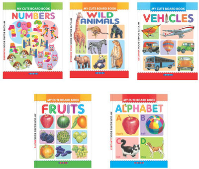 MY CUTE BOARD BOOK ALPHABET, FRUITS, VEHICLES, ANIMALS, NUMBERS with 16 Disc(Hardcover, Manoj Pocket Books Editorial Team)