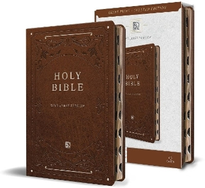 KJV Holy Bible, Giant Print Thinline Large format, Brown Premium Imitation Leather with Ribbon Marker, Red Letter, and Thumb Index(English, Paperback, ORIGIN)