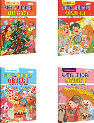My First Activity Book Spot the Hidden Object – Blue, Pink, Orange and Red Edition :- Educational activity book for kids, Toddler fun learning activity workbook | Combo of 4 Activity books(Paperback, GOWOO)