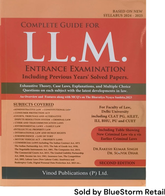 Complete Guide For LL.M Entrance Examination - Including Previous Years' Solved Papers | Vinod Publications (P) Ltd.(Paperback, Dr. Rakesh Kumar Singh, Dr. Souvik Dhar)