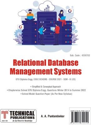 GTUT DIPLOMA Relational Database Management System GTU 21 Course ( III - CE - 4330702)(Paperback, MRS. ANURADHA A. PUNTAMBEKAR)