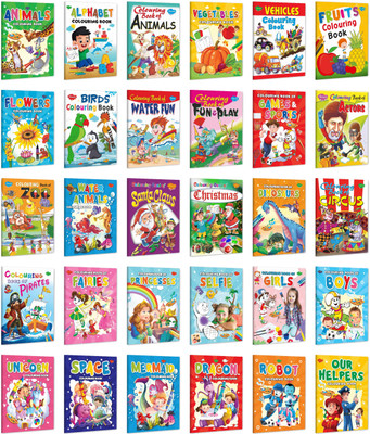 Combo of Children Colouring Books : Animal and Birds Coloring Book, Copy to Colour Book, Fun Colouring Book | Set of 30 Children Colouring Book(Paperback, SAWAN)