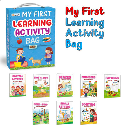 Toddlers learning library Activity bag : Activity book for kids, My First Picture Library Bag, Library Boxset of 8 Activity Books For Children(Paperback, GO WOO)