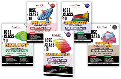 Educart ICSE Class 10 Question Bank 2025-26 Chapter-wise including Solved Papers Physics, Chemistry, Mathematics, Biology and English Language (Strictly Based on 2026 Syllabus)(Paperback, Educart)