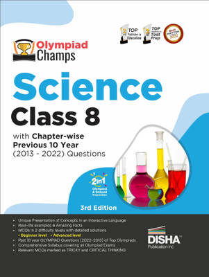 Olympiad Champs Science Class 8 with Chapter-Wise Previous 10 Year (2013 - 2022) Questions Complete Prep Guide with Theory, Pyqs, Past & Practice Exercise(English, Paperback, Disha Experts)