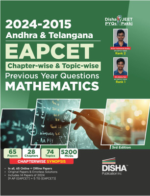 2024 - 2015 Andhra & Telangana EAPCET Chapter-wise & Topic-wise Previous Year Solved Papers Mathematics 3rd Edition| PYQs Question Bank | For 2025 Engineering Exams | 1700+ MCQs(Paperback, Disha Experts)