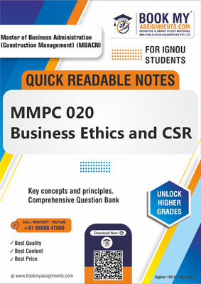 IGNOU MMPC 020 Business Ethics and CSR Study Material (Quick Readable Notes) For Ignou Student - Utilizing Premium 80 GSM A4 Paper to Deliver Sharp and Clear Print Quality, Essential for Effective Study Habits and Academic Achievement - English Edition(Paperback, BMA Publication)