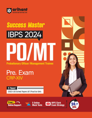 Arihant SUCCESS MASTER: STUDY GUIDE FOR IBPS PO/MT 2024 PRE. EXAM I REVISED EDITION AS PER THE LATEST SYLLABUS, SOLVED PAPERS, AND PRACTICE SETS I WITH FREE ONLINE SUPPORT FOR 2024 EXAM(Paperback, Piyush Kaushik, Amit Tanwar, Abhishek Jain) Arihant SUCCESS MASTER: STUDY GUIDE FOR IBPS PO/MT 2024 PRE. EXAM I REVISED EDITION AS PER THE LATEST SYLLABUS, SOLVED PAPERS, AND PRACTICE SETS I WITH FREE ONLINE SUPPORT FOR 2024 EXAM(Paperback, Piyush Kaushik, Amit Tanwar, Abhishek Jain)