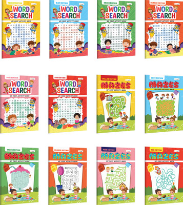 My First Activity Book Word Search and Mazes – Yellow, Green, Blue, Pink, Orange and Red Edition :- Adventures Puzzle Activity book, Mind Games Fun Activity Book | Pack of 12 Activity books(Paperback, GOWOO)