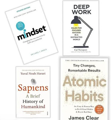 MINDSET + DEEPWORK + SAPIENS + ATOMIC HABITS (4 BOO COMBO)(Paperback, JMD BOOKS)