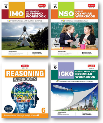 Mtg National Science Olympiad (NSO). , International Mathematics Olympiad (IMO) , Inter. G.K. Olympiad (IGKO) & Reasoning Work Book -Class 6TH ( Combo Pack-Set Of 4 Books)-Edition-2024-25(Paperback, MTG EXPEART TEAM)