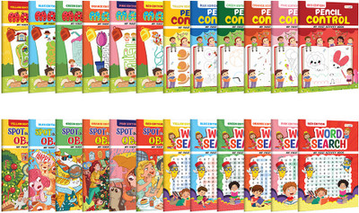 My First Activity Book – Word Search, Mazes, Pencil Control and Spot the Hidden Object – Available in Yellow, Green, Blue, Pink, Orange and Red Editions :- Toddler learning activity book | Set of 24(Paperback, GOWOO)